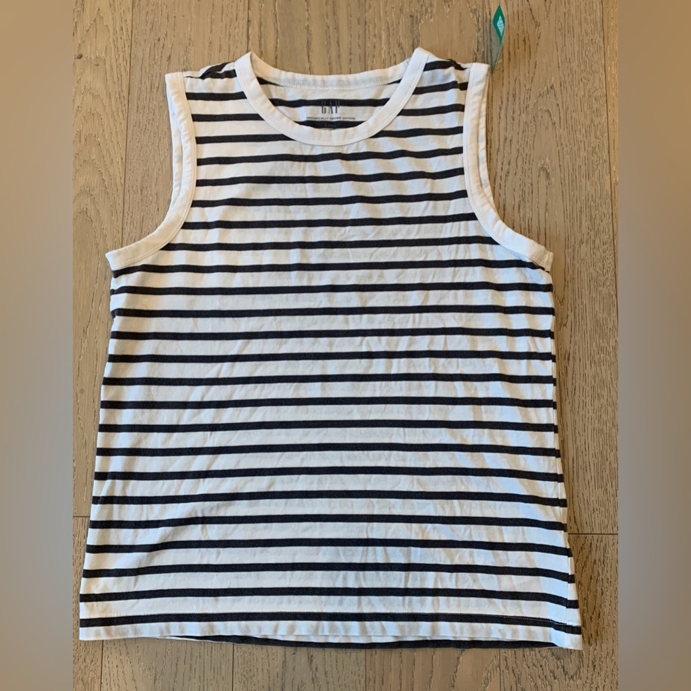 GAP Black and White Striped Cotton Top
